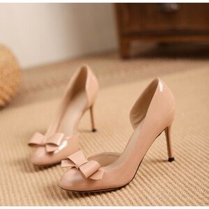 Elegant Nude Bow Heels